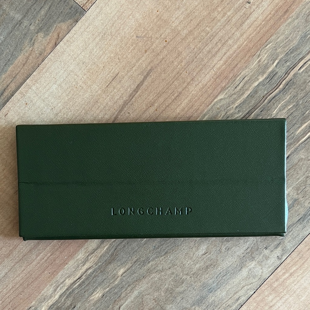 Longchamp Green Leather Glasses Case